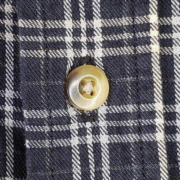 LL Bean Mens Button Down Flannel Shirt Blue Plaid Medium Long Sleeve Lodge - Picture 6 of 11